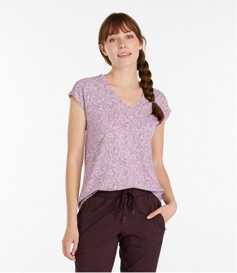 LL Bean Shirts Website - Purple Womens Short-Sleeve Print Beyond